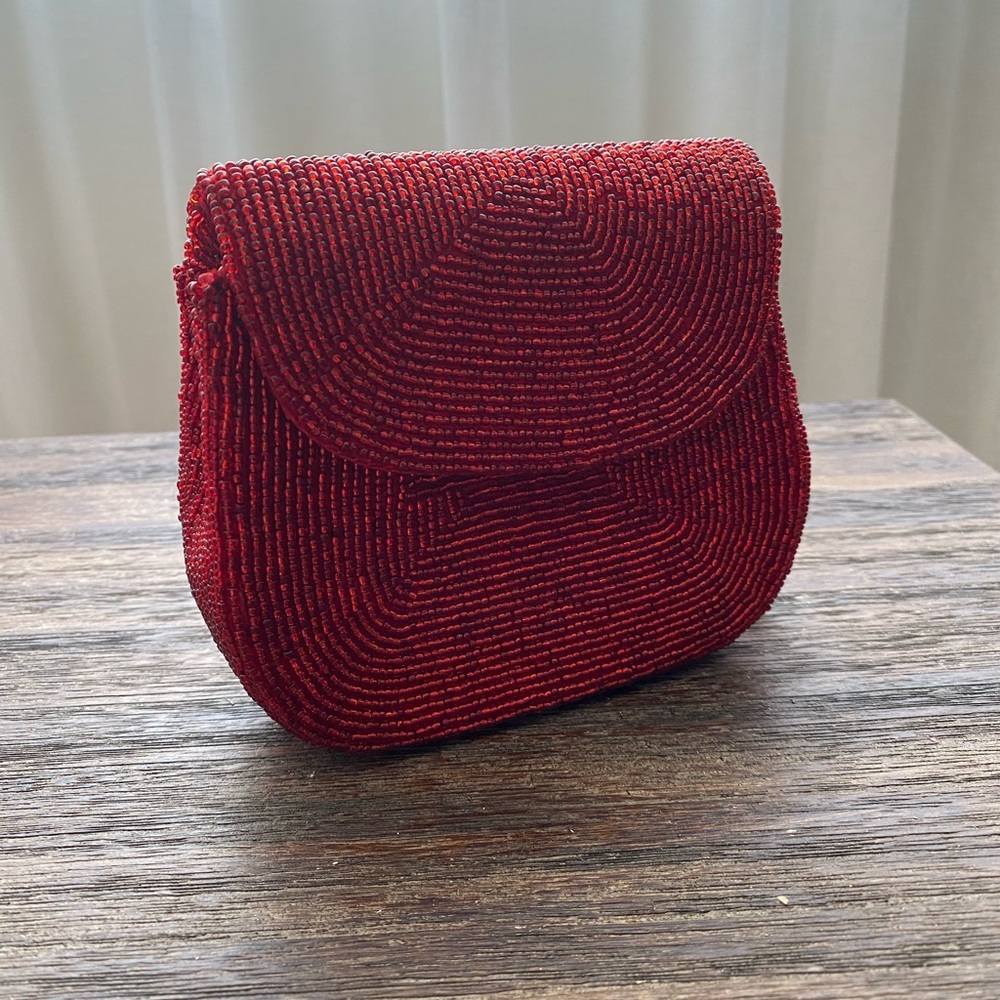 Red beaded bag
